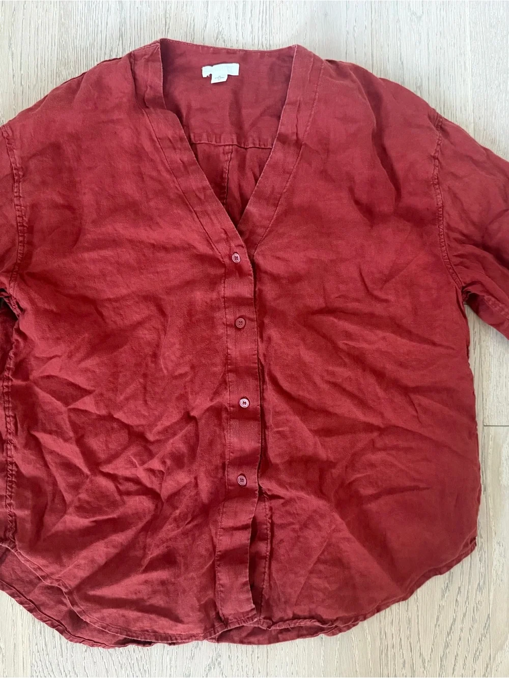 ARKET Womens Rust Button-Front Linen Shirt and Short Set Sz M